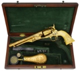 CASED ENGRAVED GOLD-PLATED CARVED IVORY COLT MODEL