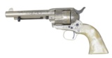 CIMMARON ENGRAVED NICKEL FRONTIER SAA REVOLVER.