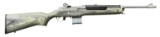 ENGRAVED STAINLESS RUGER MINI-14 SEMI AUTO RIFLE.