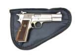 BROWNING NICKELED HI-POWER SEMI-AUTO PISTOL.