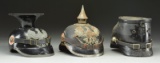 3 WWI GERMAN HELMETS.