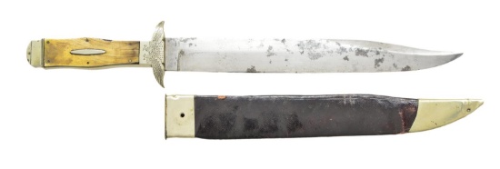 LARGE 19TH CENTURY BOWIE KNIFE WITH EAGLE ENGRAVED