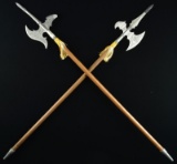 2 SPANISH REPRODUCTION 16TH CENTURY HALBERDS.