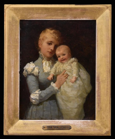 IDA WAUGH (1846-1919, American) YOUNG MOTHER AND
