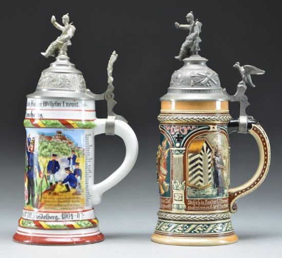 2 WWI IMPERIAL GERMAN REGIMENTAL STEINS.