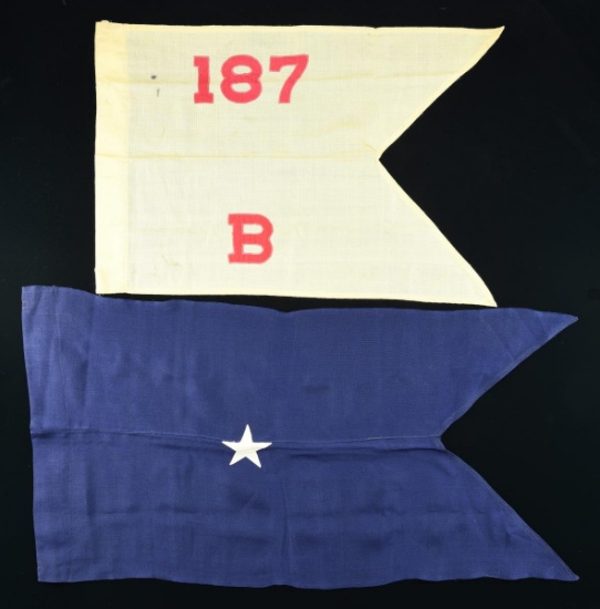 TWO MILITARY FIELD GUIDONS.