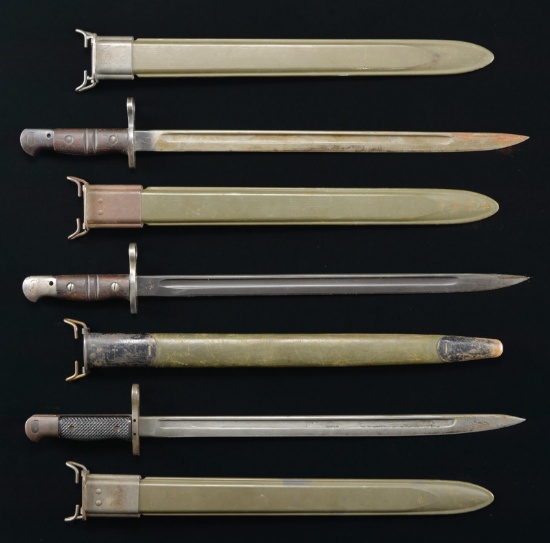 LOT OF 3 M1917 BAYONETS & 1 SCABBARD.