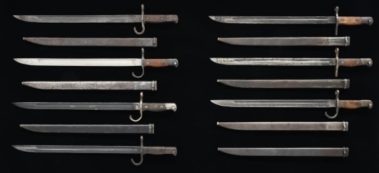 GROUP OF 7 JAPANESE TYPE 30 BAYONETS.