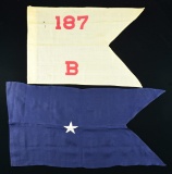 TWO MILITARY FIELD GUIDONS.