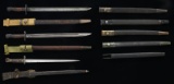 GROUPING OF 3 BAYONETS WITH SCABBARDS AND 5