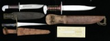 3 THEATER MADE US MILITARY FIGHTING KNIVES.
