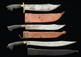 3 WWII ERA PHILIPPINO MACHETES/SIDE KNIVES.