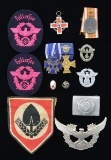 WWII GERMAN HAT BADGES, MEDALS & OTHER