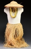 STRAW HAT, SKIRT, & LEIS BROUGHT BACK DURING WWII.