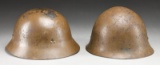 2 WWII JAPANESE HELMETS.