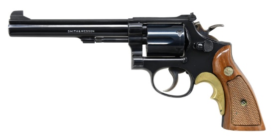 6" BLUED SMITH & WESSON MODEL 14-3 REVOLVER.
