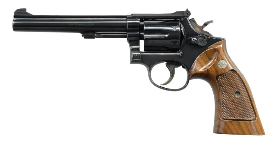 BLUED SMITH & WESSON MODEL 17-3 REVOLVER.