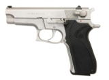 S&W MODEL 5906 STAINLESS SEMI AUTO PISTOL.
