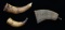 3 EARLY ENGRAVED POWDER HORNS.