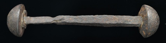 EARLY BLACKSMITH MADE NAVAL BAR SHOT.