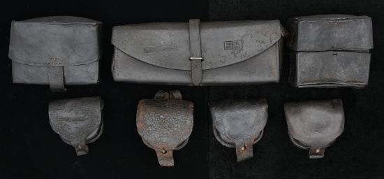 GROUP OF 7 CIVIL WAR ACCOUTREMENT POUCHES.