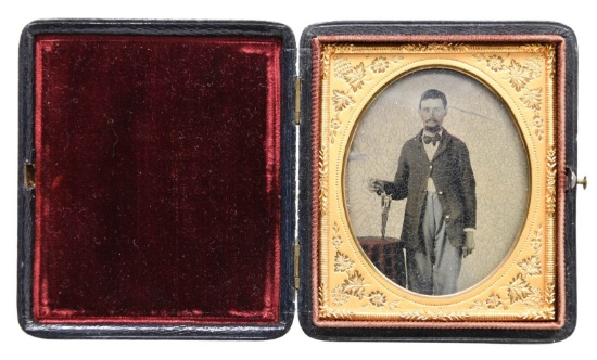 6th PLATE TIN TYPE IMAGE OF A GENTLEMAN HOLDING