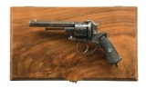 BELGIAN PINFIRE REVOLVER WITH CONTEMPORARY CASE.