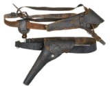 TWO CIVIL WAR ERA BELTS WITH HOLSTERS.