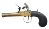 BELGIAN BRASS FLINTLOCK POCKET PISTOL.