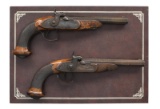 PAIR OF BELGIAN PERCUSSION DUELING PISTOLS.