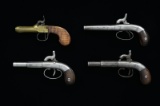 LOT OF 4 PERCUSSION BOOT PISTOLS.