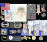 6 GAR MEMBERSHIP MEDALS & RELATED INSIGNIA WITH