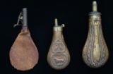 2 POWDER FLASKS & SHOT BAG