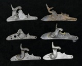 6 MOSTLY AMERICAN MUSKET LOCK MECHANISMS INCLUDING