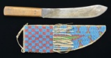 FINE PLAINS INDIAN BEADED KNIFE SHEATH & KNIFE.
