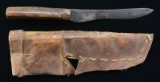NATIVE AMERICAN PAINTED PARFLETCHE KNIFE SHEATH &