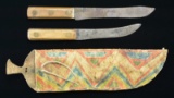 LARGE NATIVE AMERICAN PAINTED PARFLETCHE KNIFE