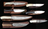 7 UNMARKED CUSTOM FIXED BLADE KNIVES.