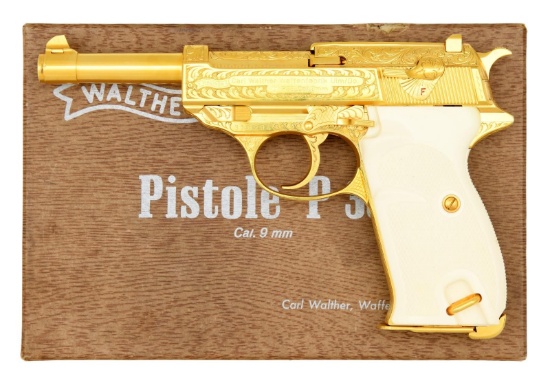 MAGNIFICENT WALTHER P.38 GOLD ENGRAVED, BOXED WITH