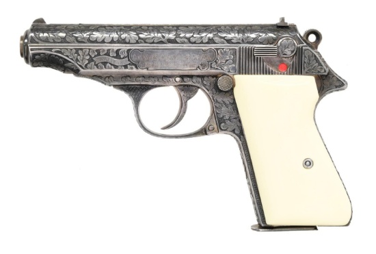 SILVER PLATED ENGRAVED WALTHER PP SEMI AUTO