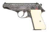 SILVER PLATED ENGRAVED WALTHER PP SEMI AUTO