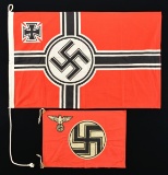 WWII GERMAN FLAGS & A PARTIAL FLAG.