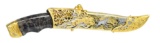 FINE PRESENTATION GOLD INLAY KNIFE.