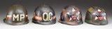 LOT OF FOUR M1 STYLE VIETNAM ERA HELMETS.