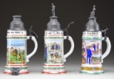 GROUP OF 3 IMPERIAL GERMAN STEINS.
