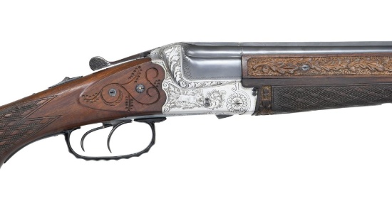RELIEF CARVED HEYM MODEL 55F O/U SHOTGUN.