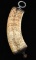 CARVED ENGLISH POWDER FLASK OF WALRUS IVORY.