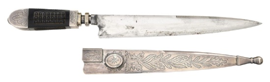 RARE LARGE SILVER & EBONY MOUNTED SAMUEL BELL