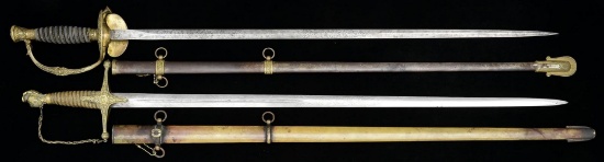 2 US STAFF OFFICERS SWORDS.