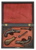 CASED PAIR HENRY DERINGER SINGLE SHOT PISTOLS.